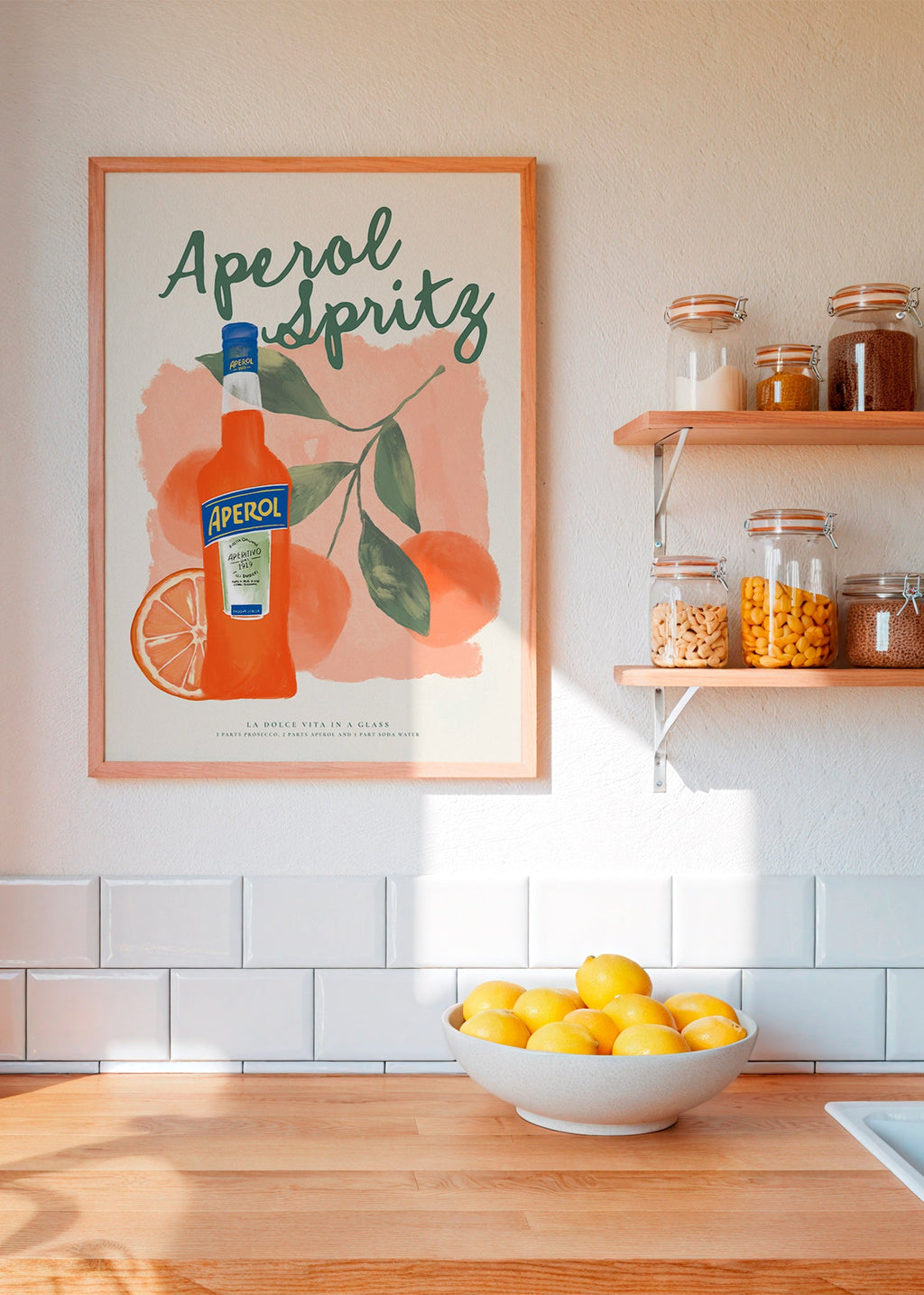 Sztuka do kuchni Aperol Spritz butelka z pomarańczami