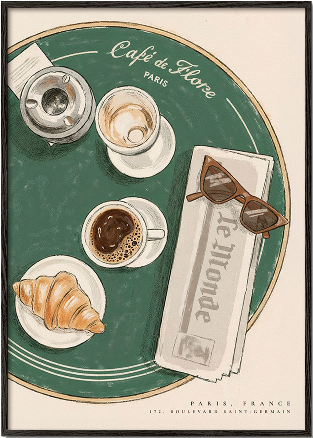 Sztuka do kuchni Café de Flore ilustrowany croissant