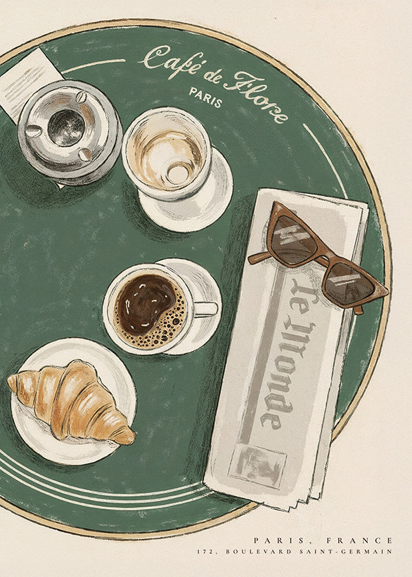 Sztuka do kuchni Café de Flore ilustrowany croissant