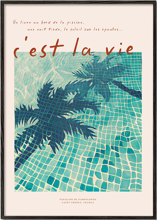 Ilustracja basenu z cieniami palm