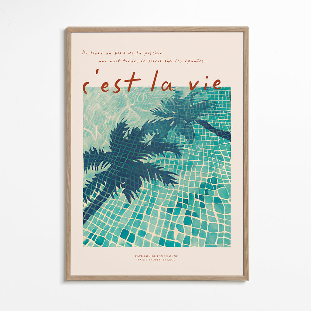 Ilustracja basenu z cieniami palm