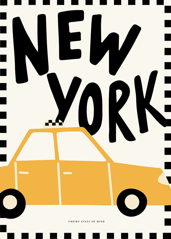 Plakat miejski New York taxi z wyrazistą typografią