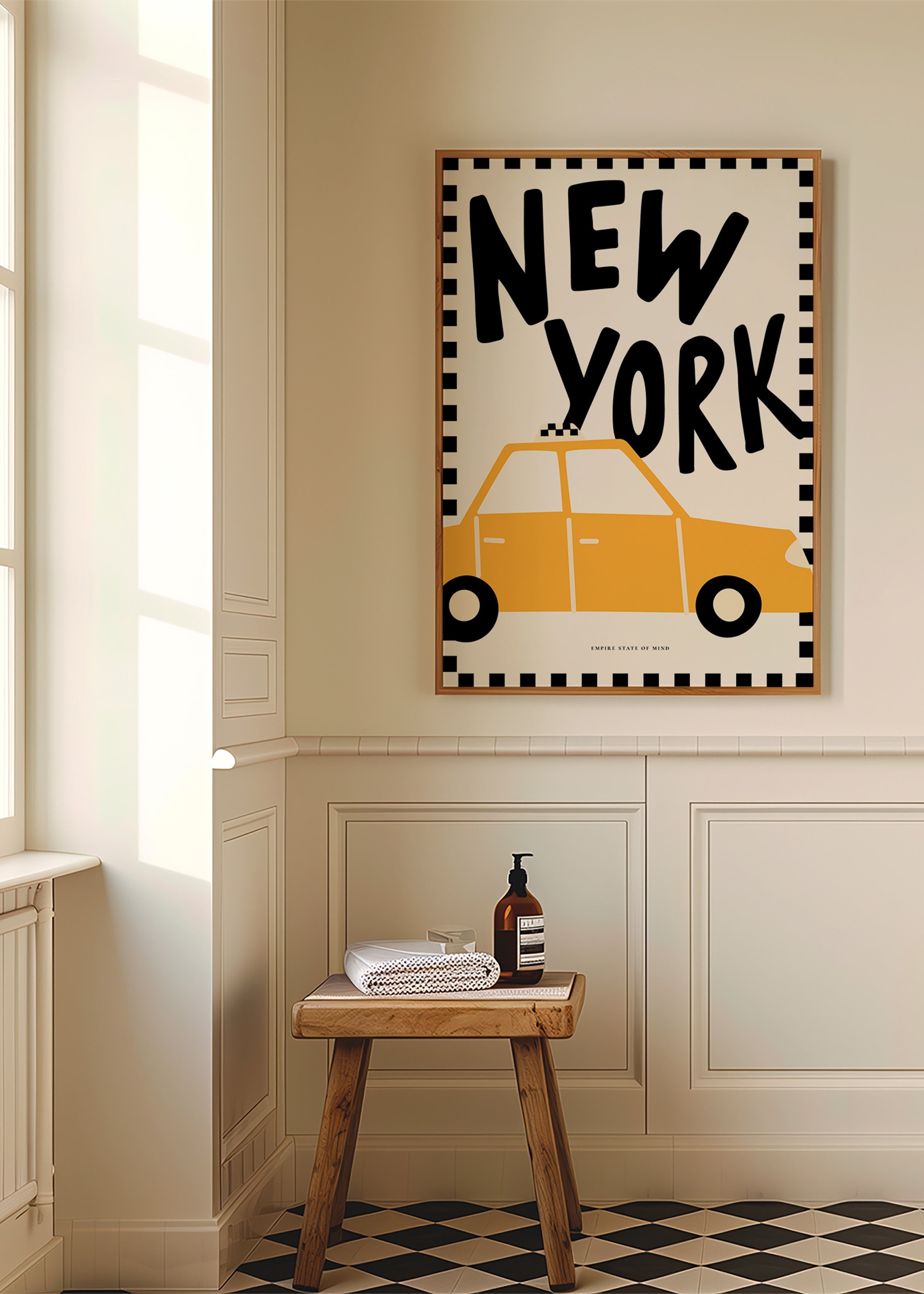 Plakat miejski New York taxi z wyrazistą typografią