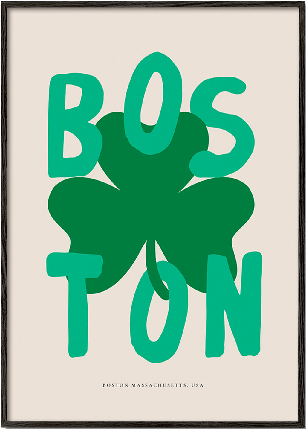 Plakat podróżniczy Boston z koniczyną graficzną
