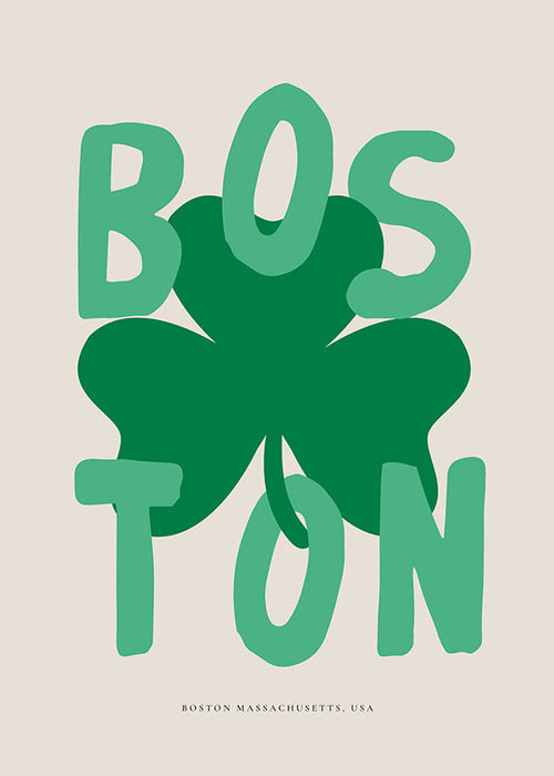 Plakat podróżniczy Boston z koniczyną graficzną