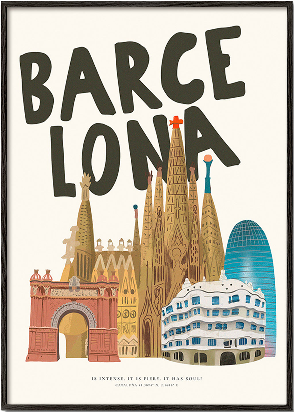 Sztuka miasta Barcelona ilustracja z typografią