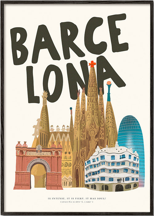 Sztuka miasta Barcelona ilustracja z typografią