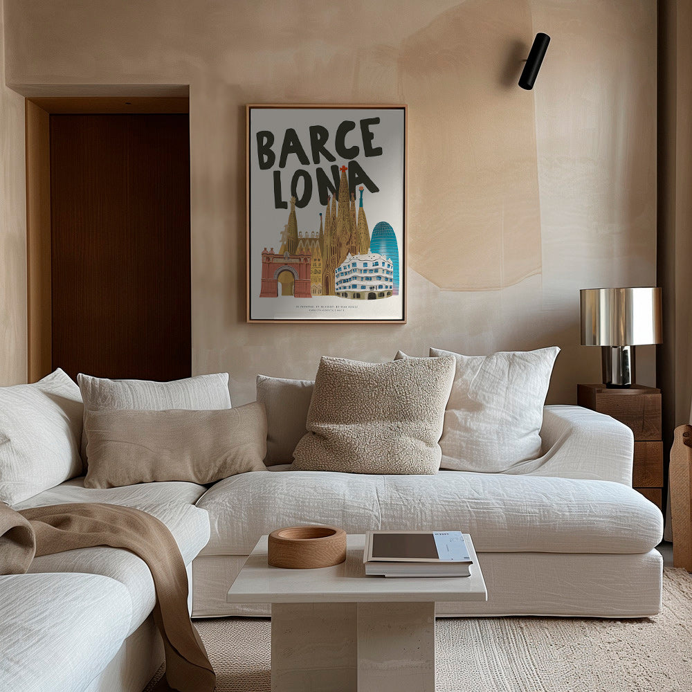 Sztuka miasta Barcelona ilustracja z typografią