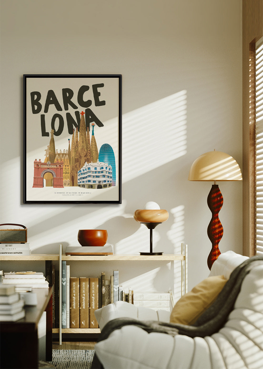 Sztuka miasta Barcelona ilustracja z typografią