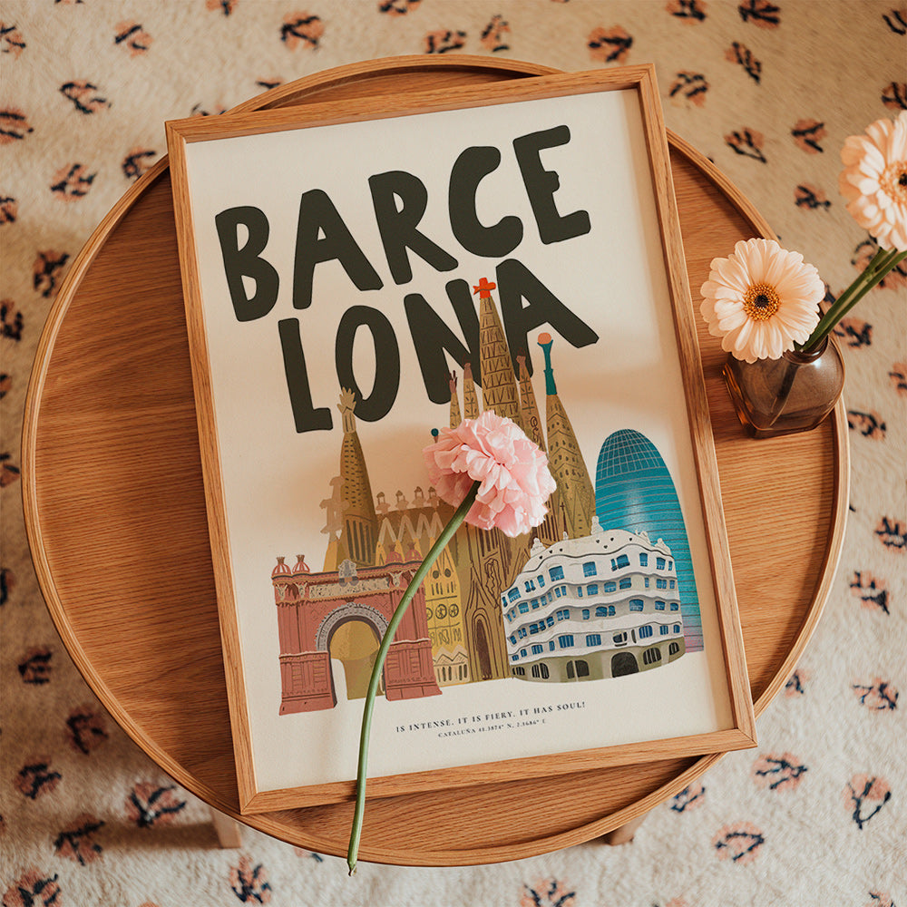 Sztuka miasta Barcelona ilustracja z typografią