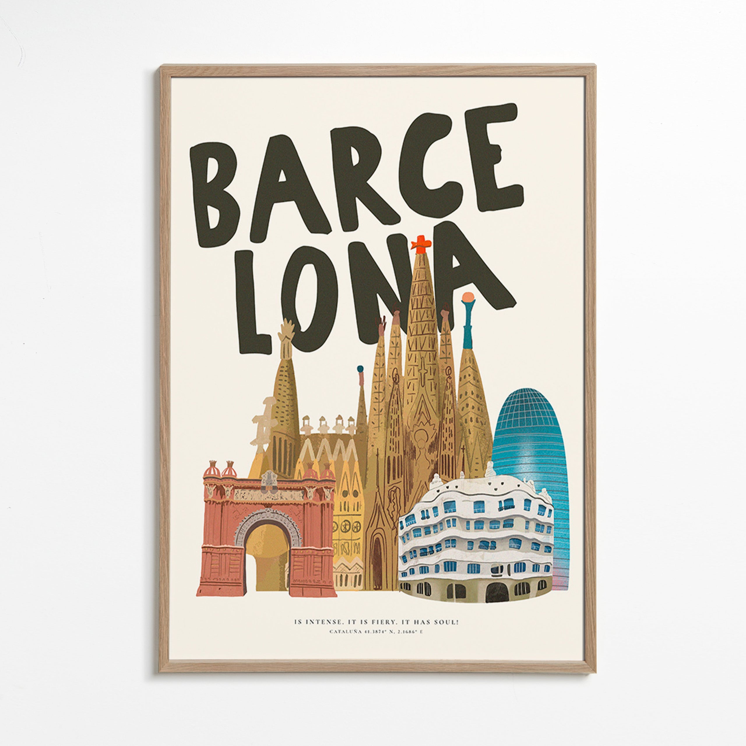 Sztuka miasta Barcelona ilustracja z typografią