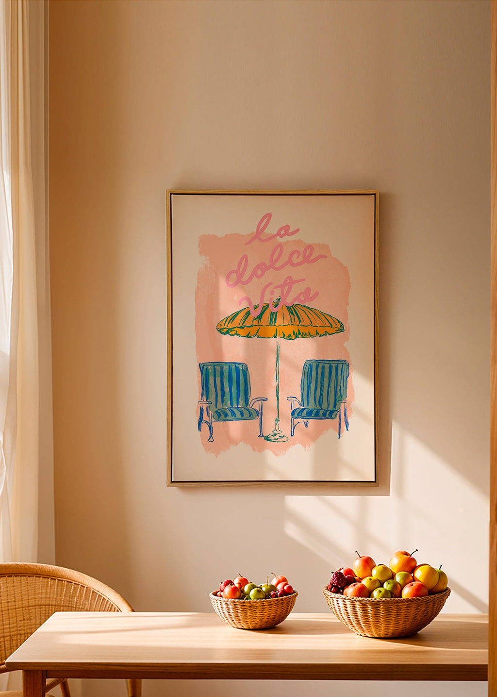 Ilustracja La Dolce Vita parasol i krzesła