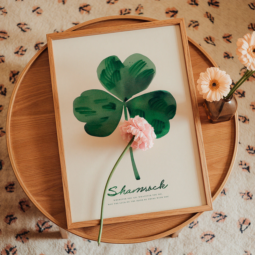 Plakat botaniczny Shamrock koniczyna akwarela