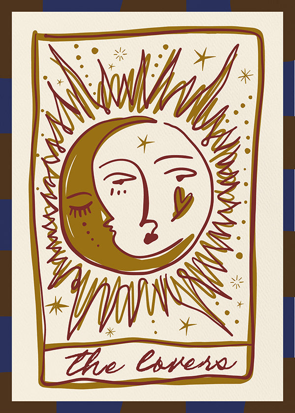 Ilustracja tarota 'The Lovers' słońce i księżyc