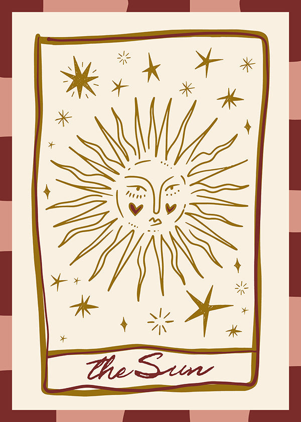 Ilustracja słońca w stylu retro-kartki