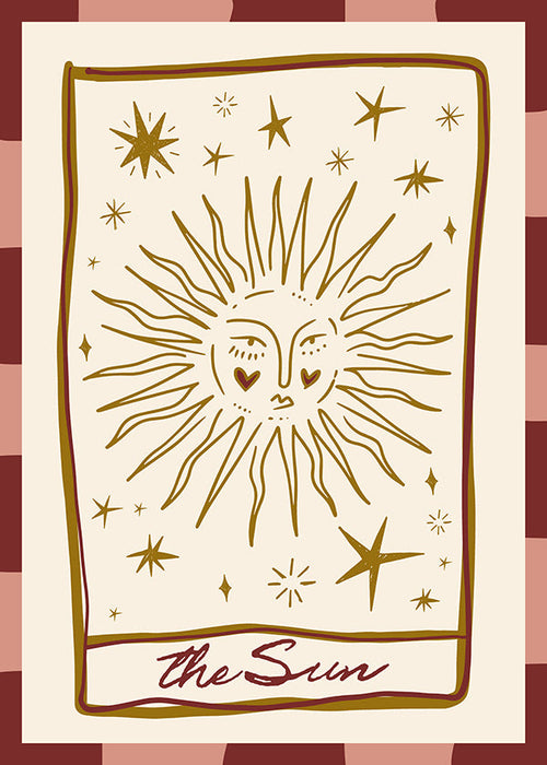 Ilustracja słońca w stylu retro-kartki