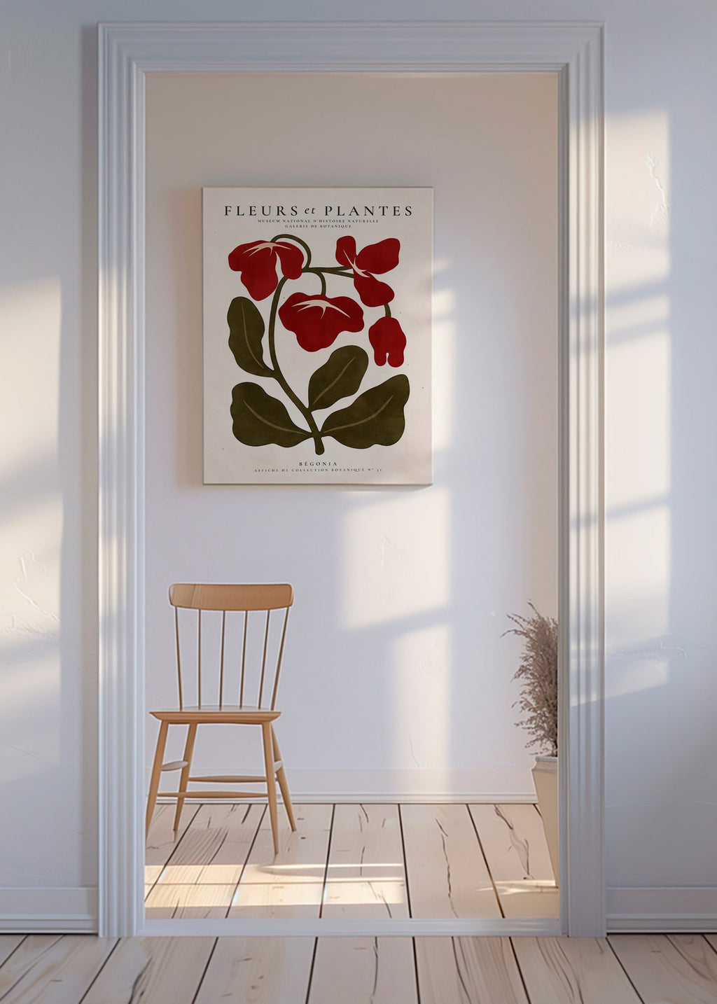 Plakat botaniczny: Czerwona begonia stylizowana