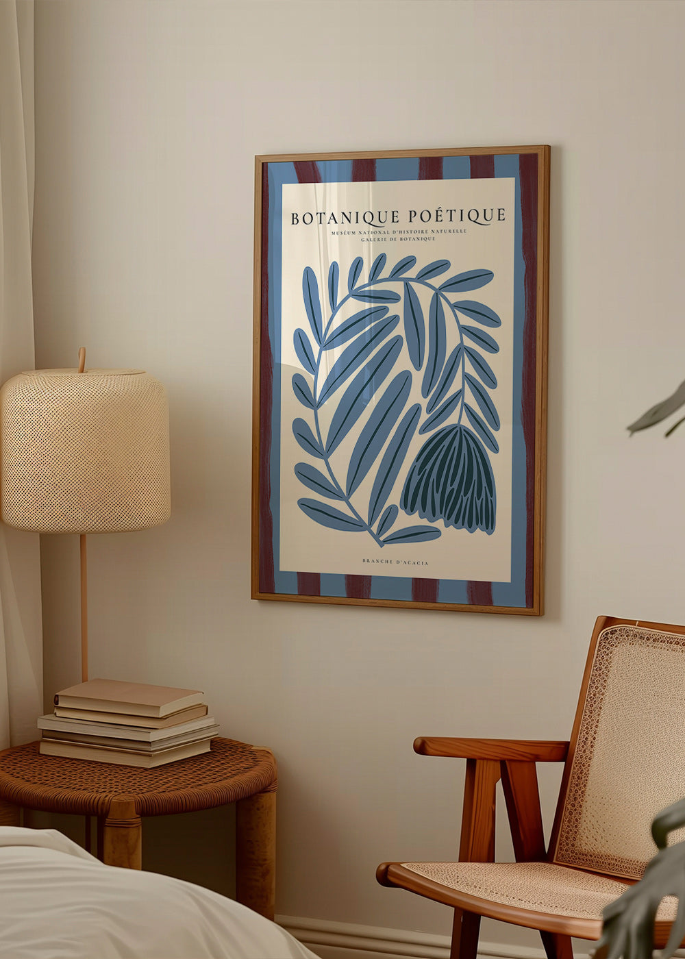 Plakat botaniczny: stylizowana niebieska akacja