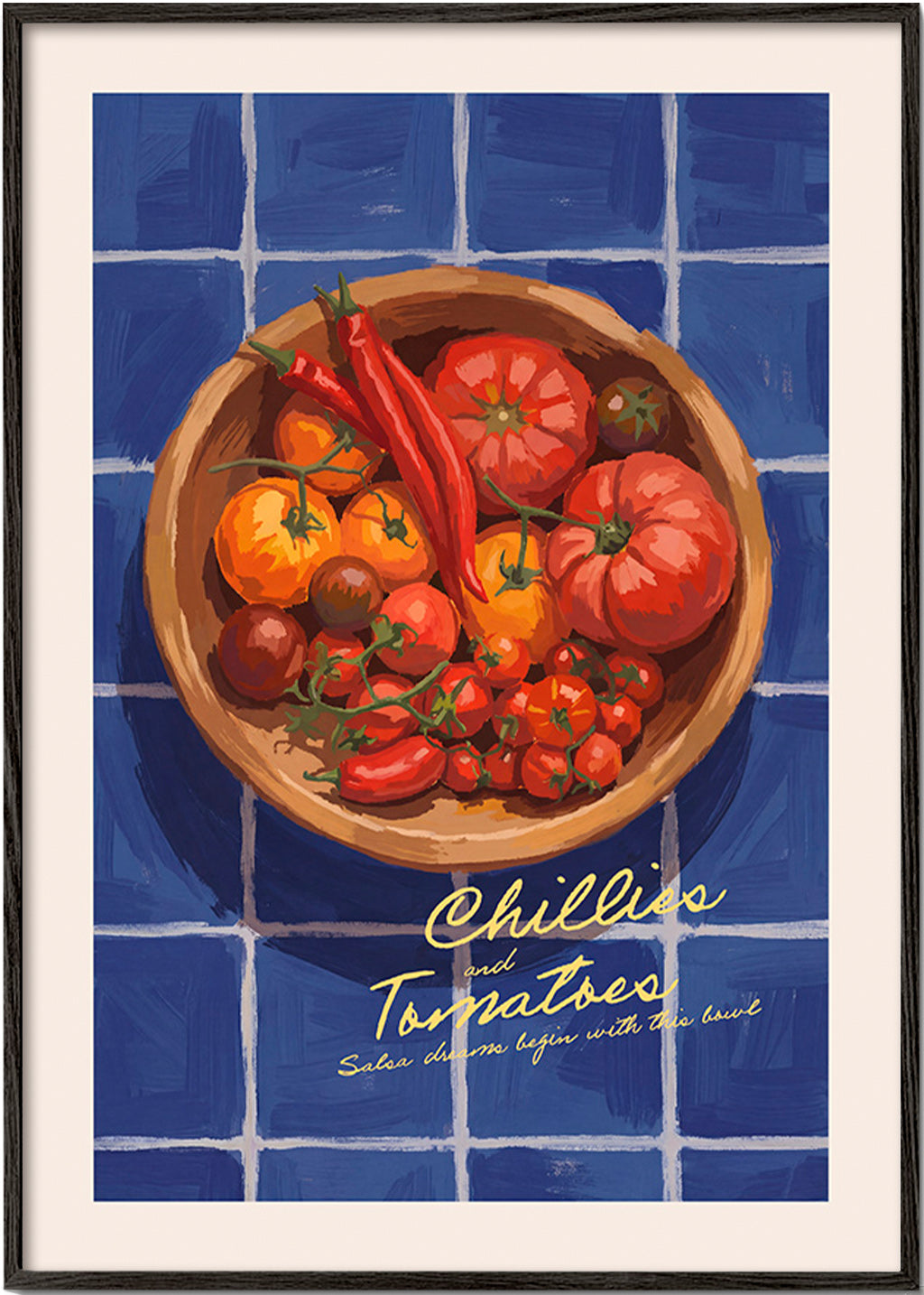 Sztuka do kuchni: ilustracja chili i pomidorów