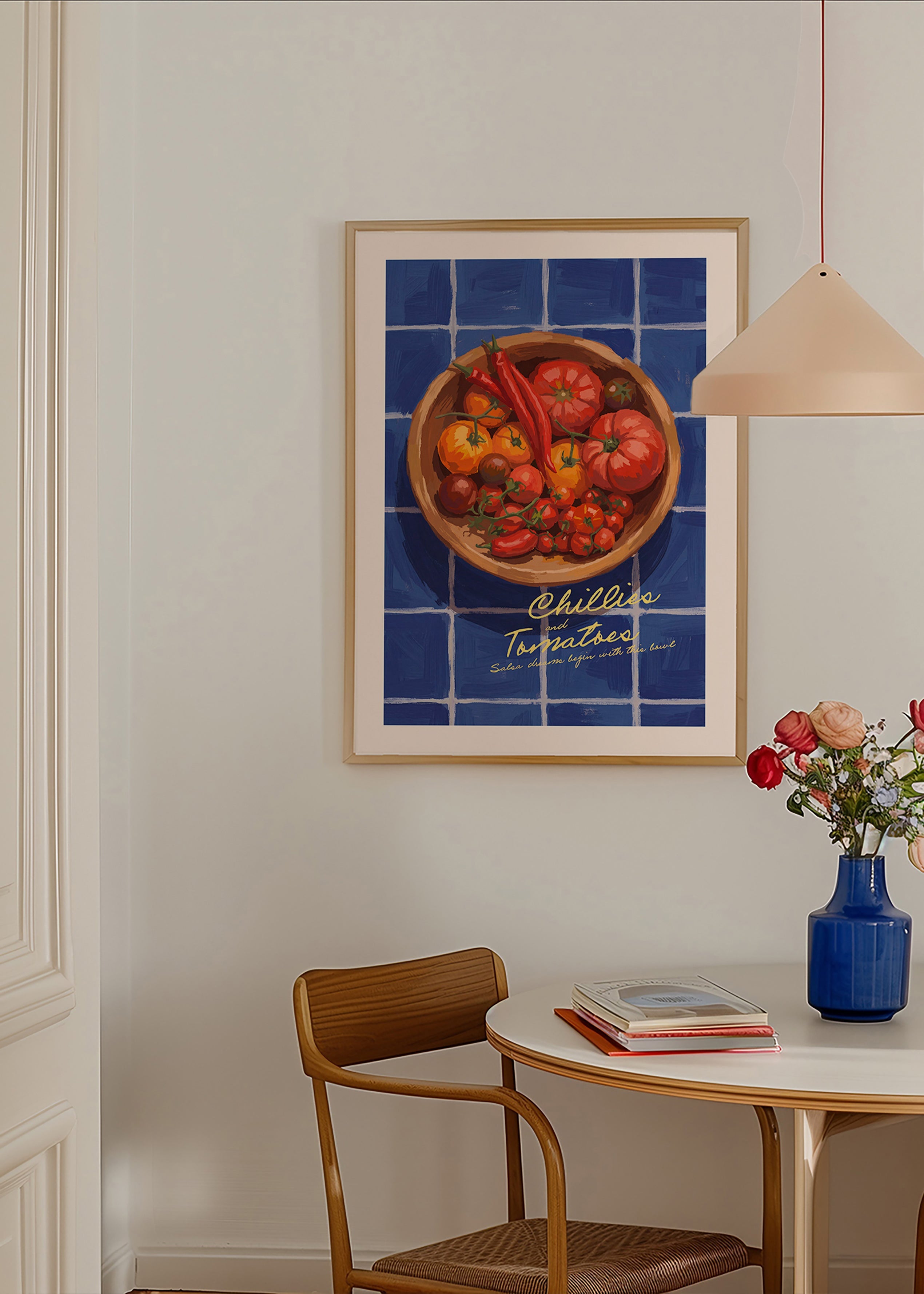 Sztuka do kuchni: ilustracja chili i pomidorów