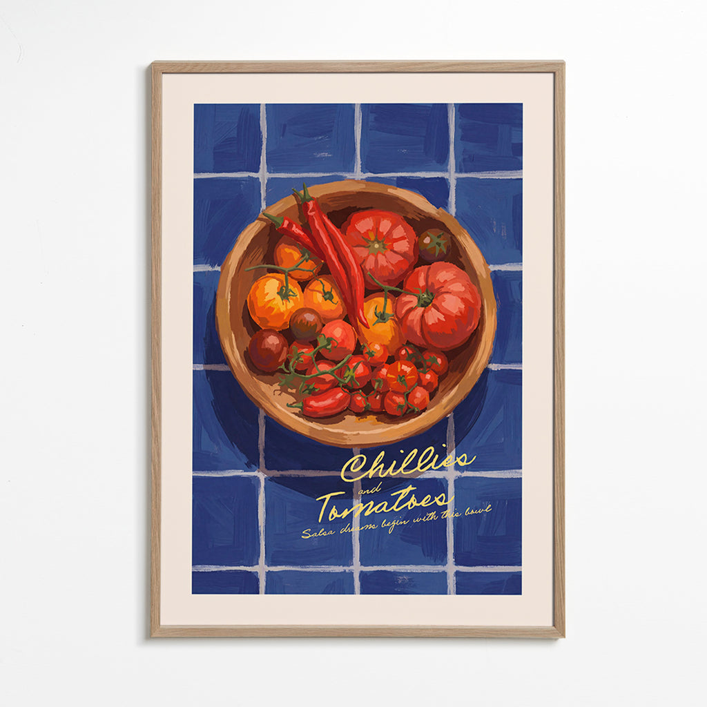 Sztuka do kuchni: ilustracja chili i pomidorów