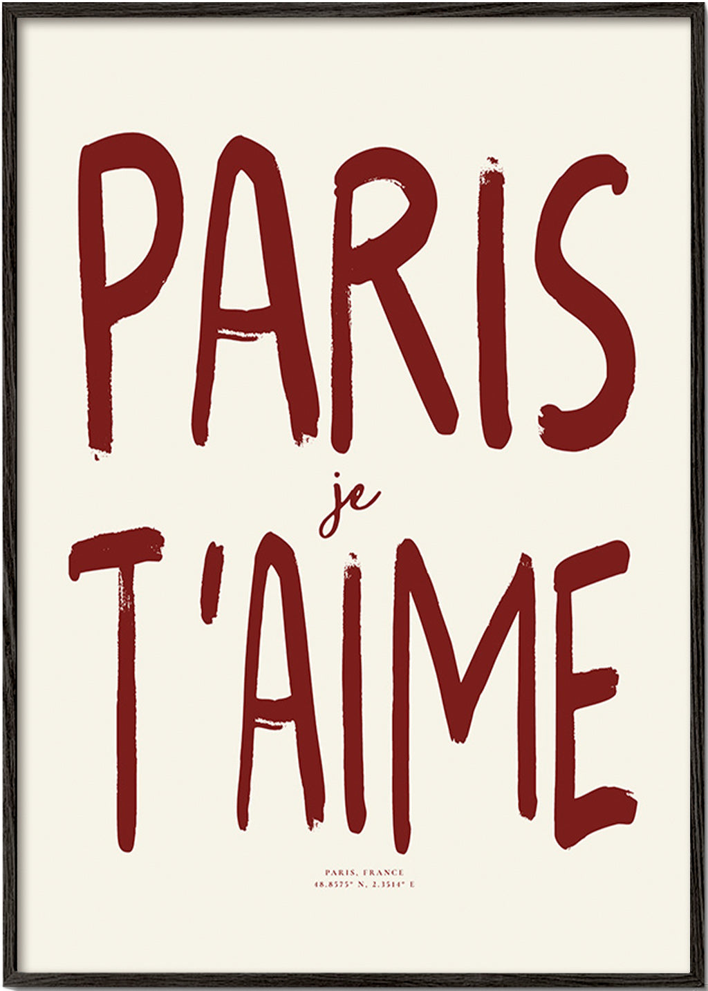 Plakat podróżniczy typograficzny Paris je t'aime
