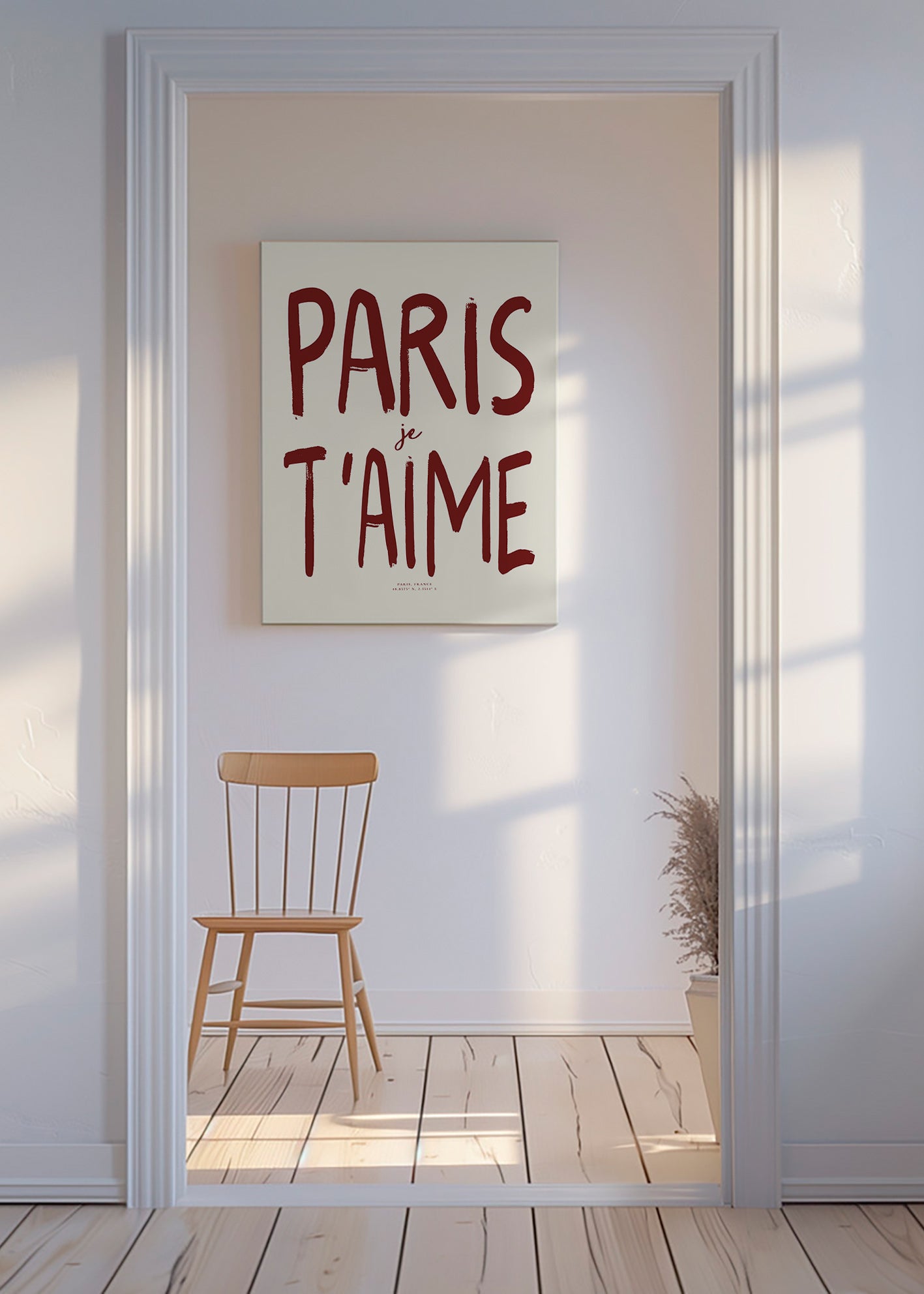 Plakat podróżniczy typograficzny Paris je t'aime