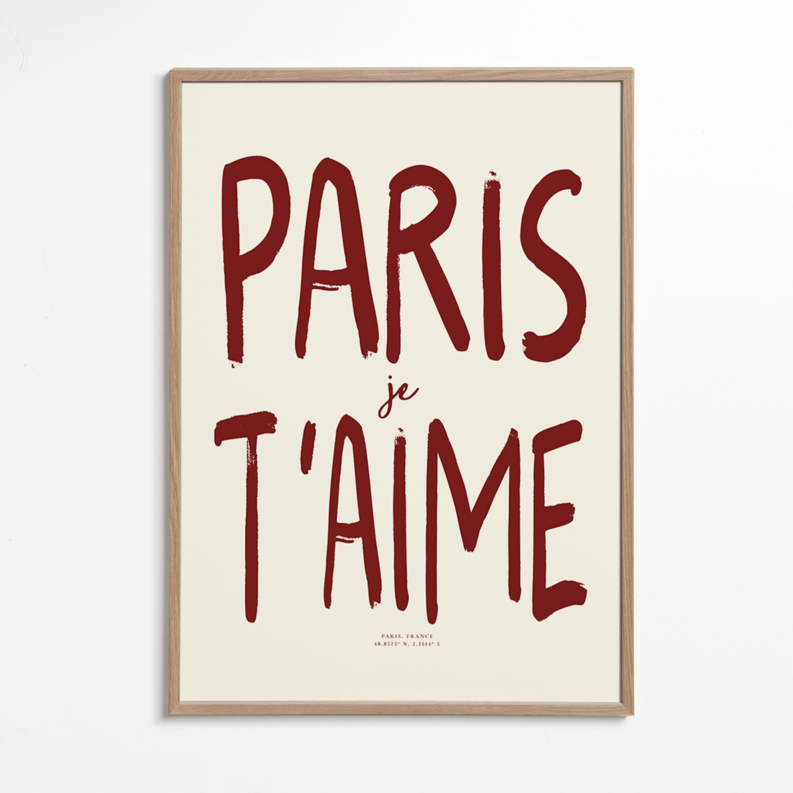 Plakat podróżniczy typograficzny Paris je t'aime