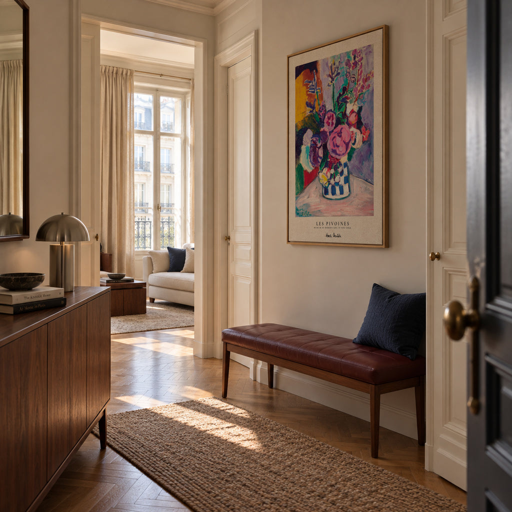 Henri Matisse Les Pivoines - Framed canvas in an interior