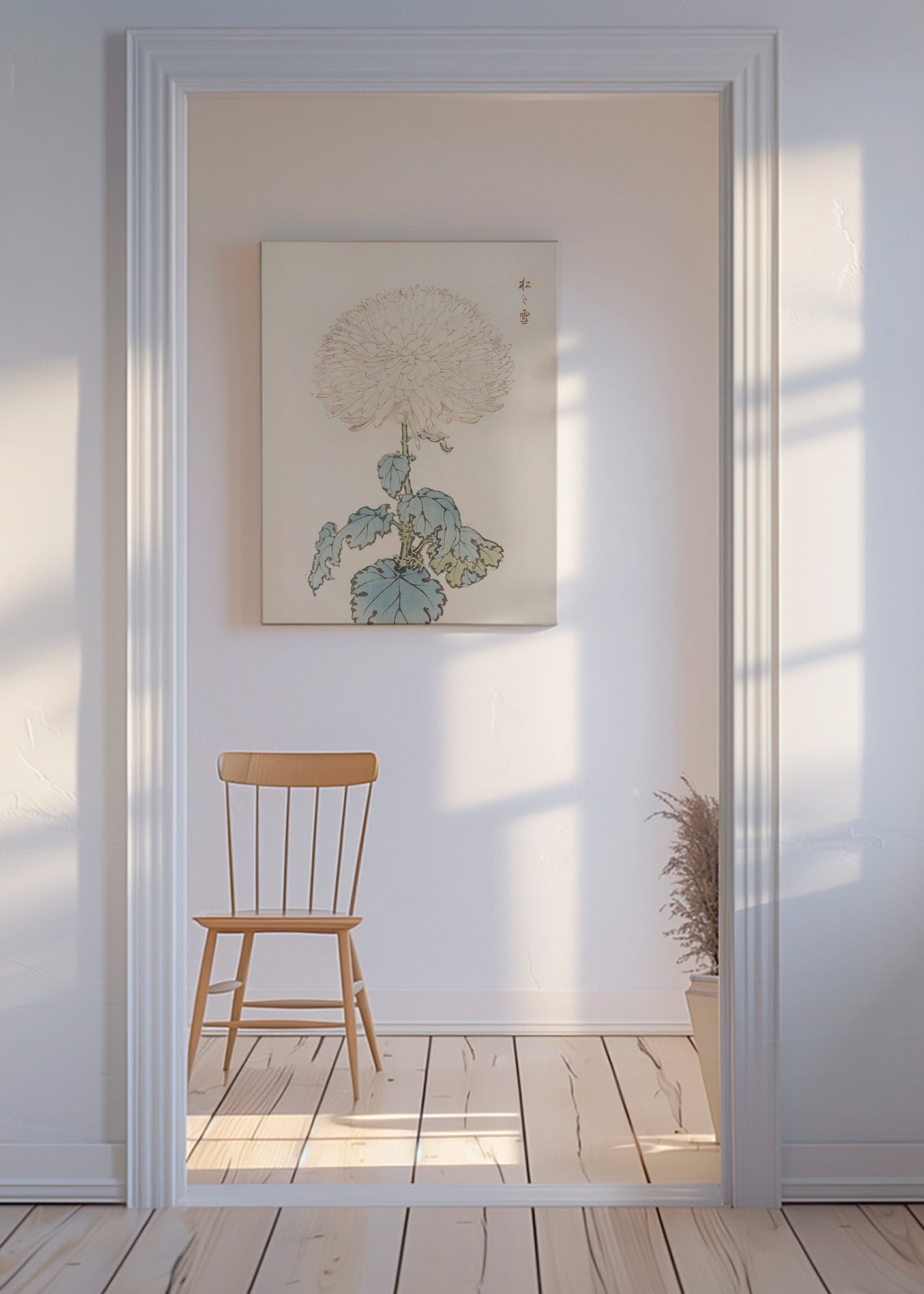 Plakat botaniczny: japońska chryzantema szczegółowo