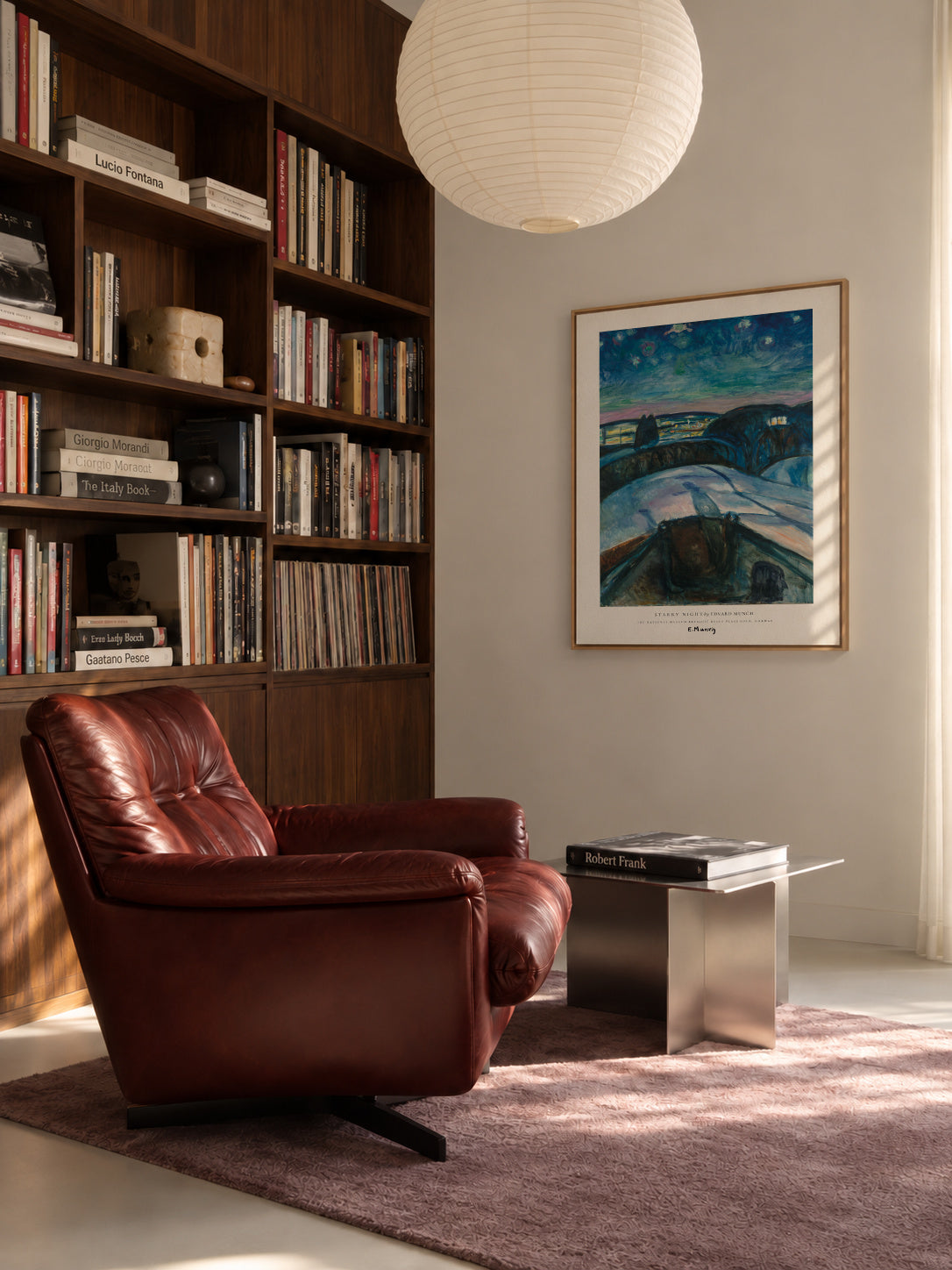 Starry Night by Edvard Munch - Framed canvas in an interior