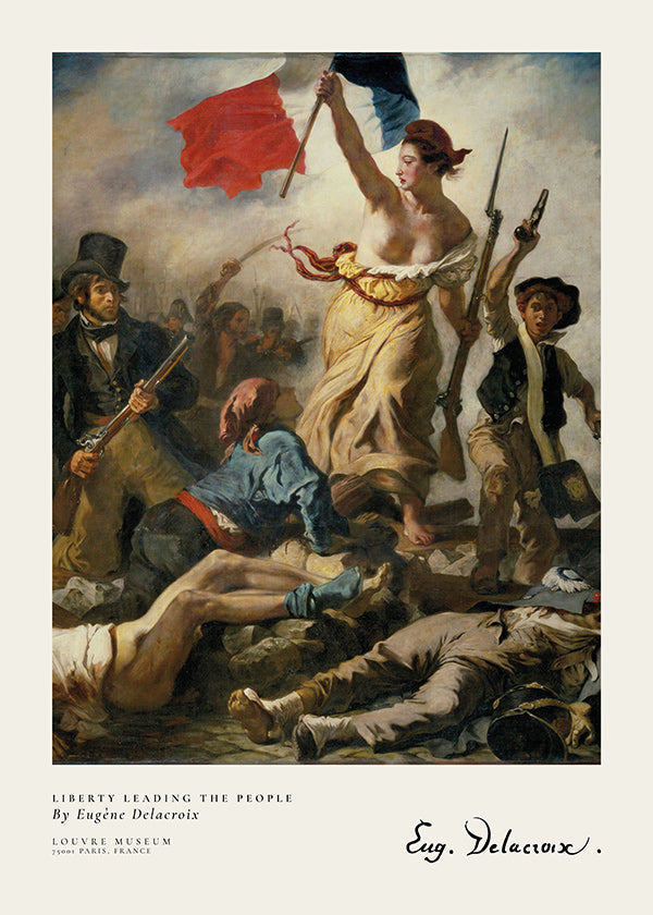 Plakat vintage z kobietą trzymającą trójkolorową flagę