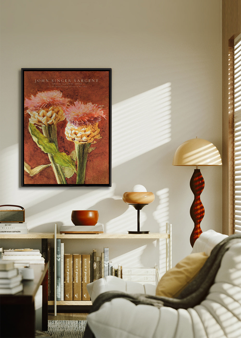 Plakat botaniczny z różowymi osetami