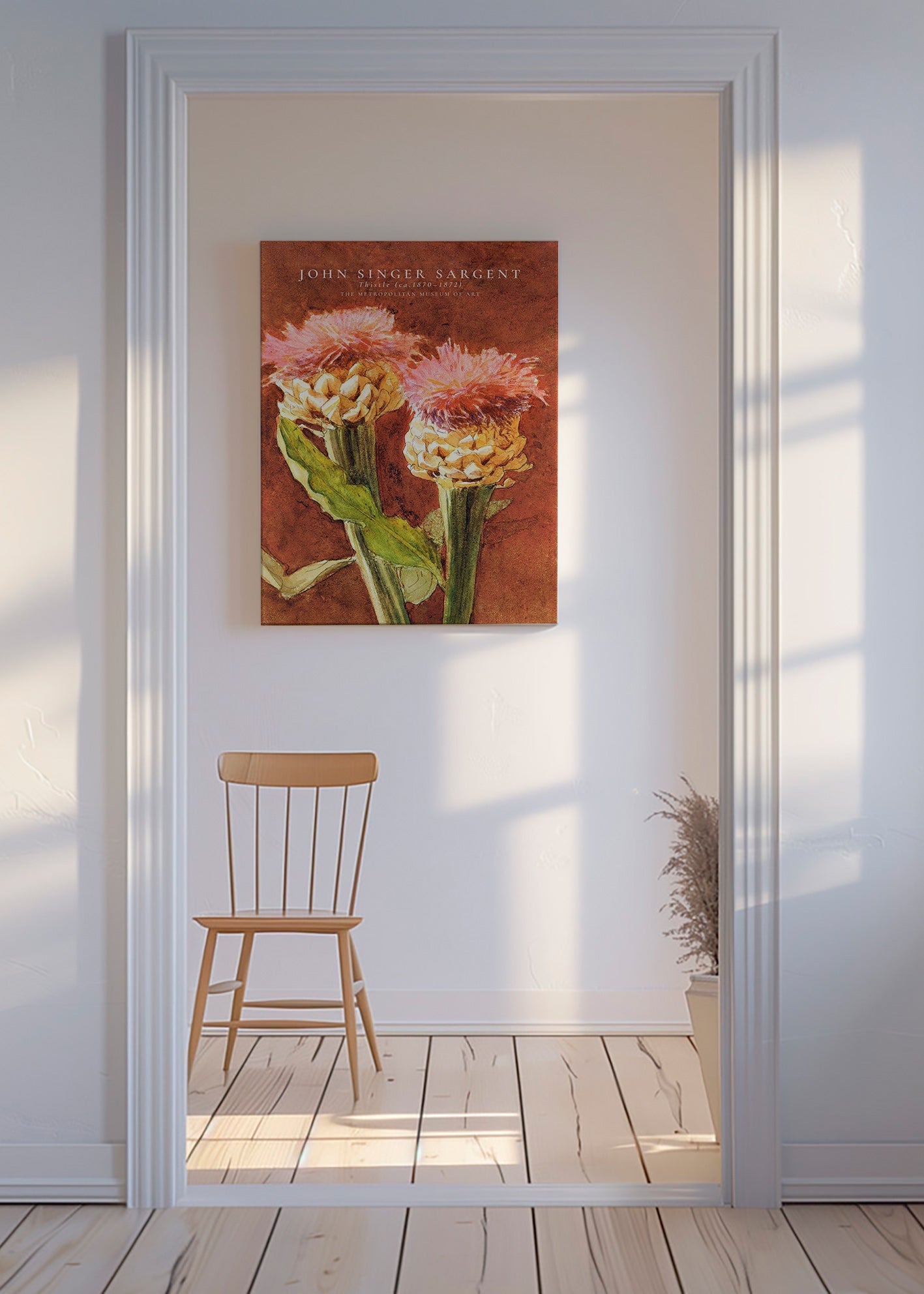 Plakat botaniczny z różowymi osetami