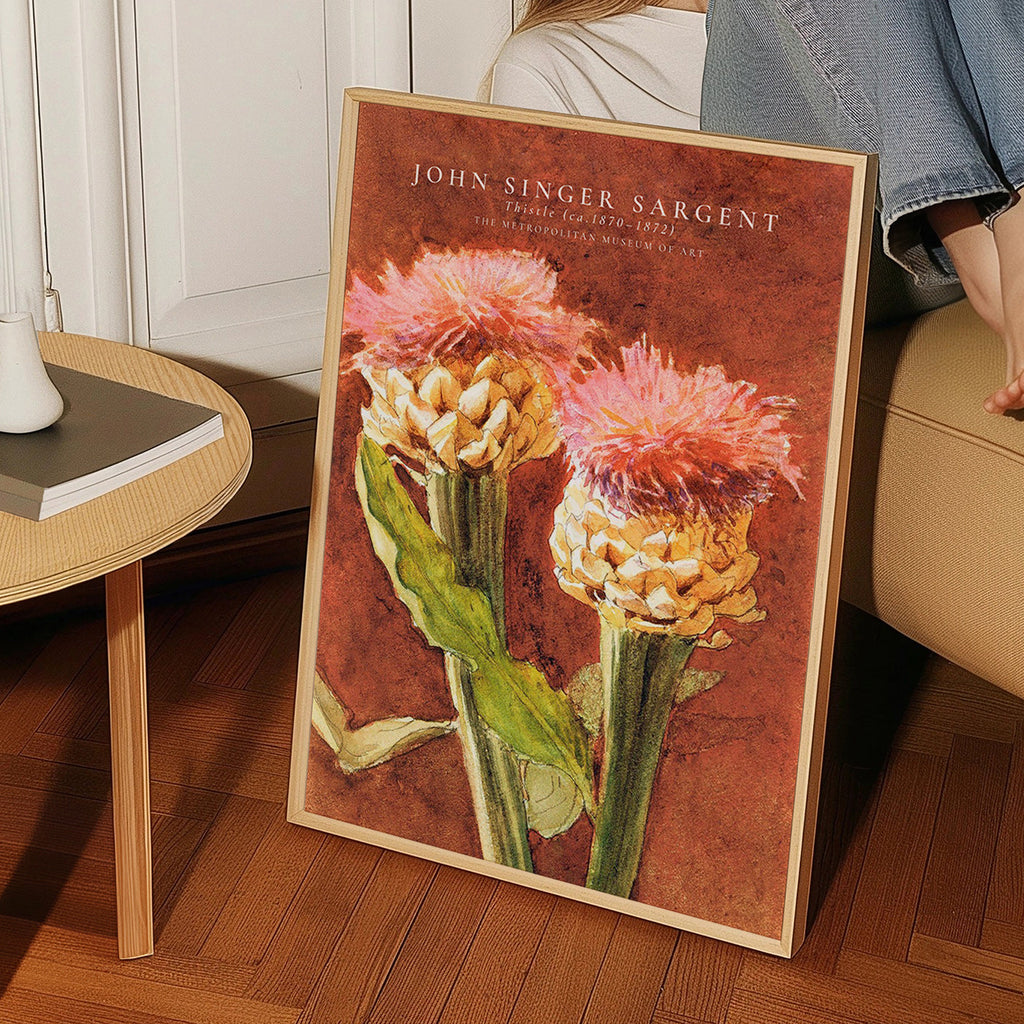 Plakat botaniczny z różowymi osetami