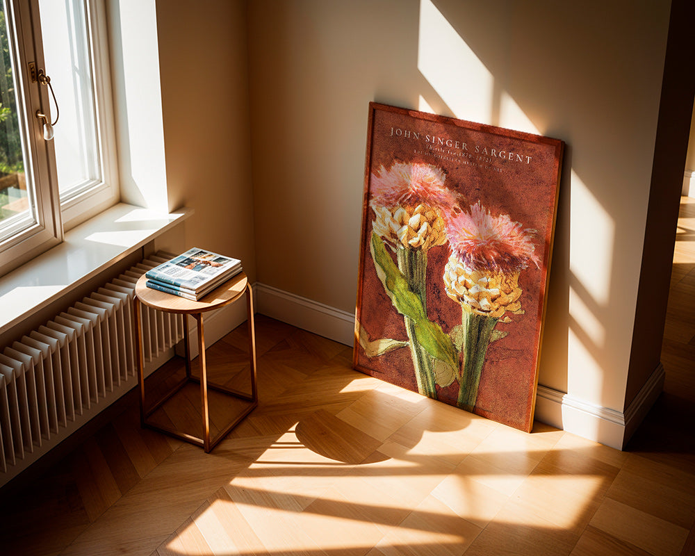 Plakat botaniczny z różowymi osetami