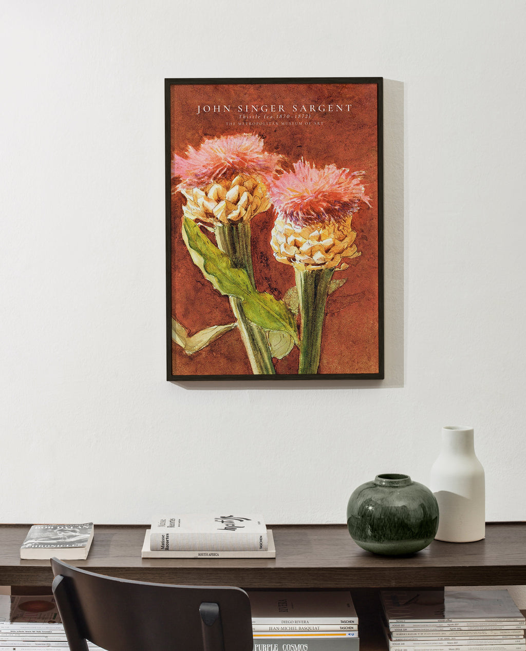 Plakat botaniczny z różowymi osetami
