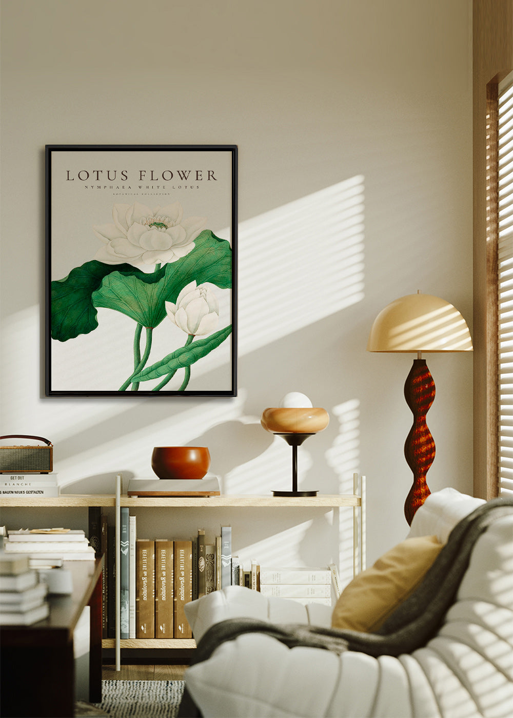Plakat botaniczny Biały lotos studyjny