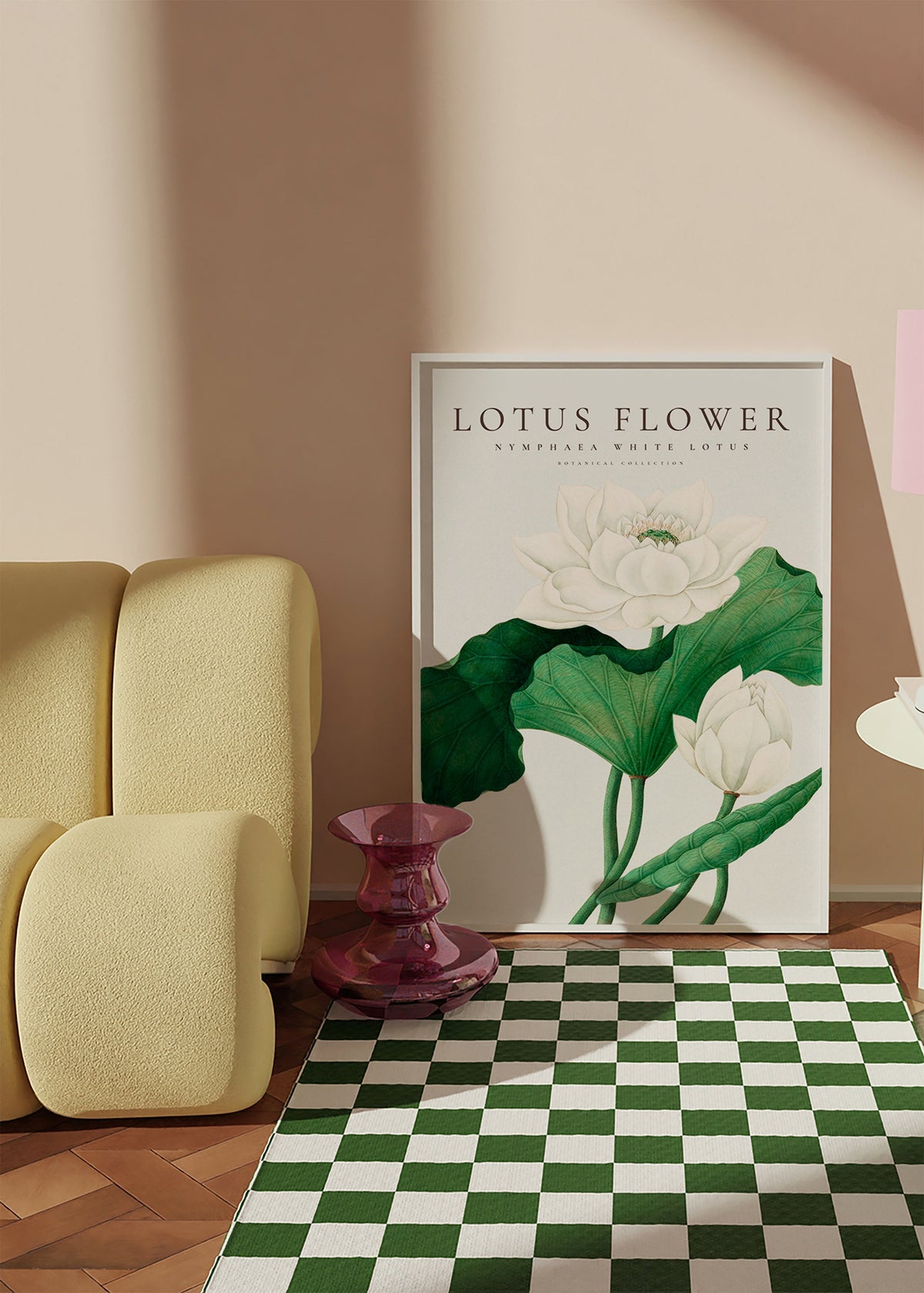 Plakat botaniczny Biały lotos studyjny