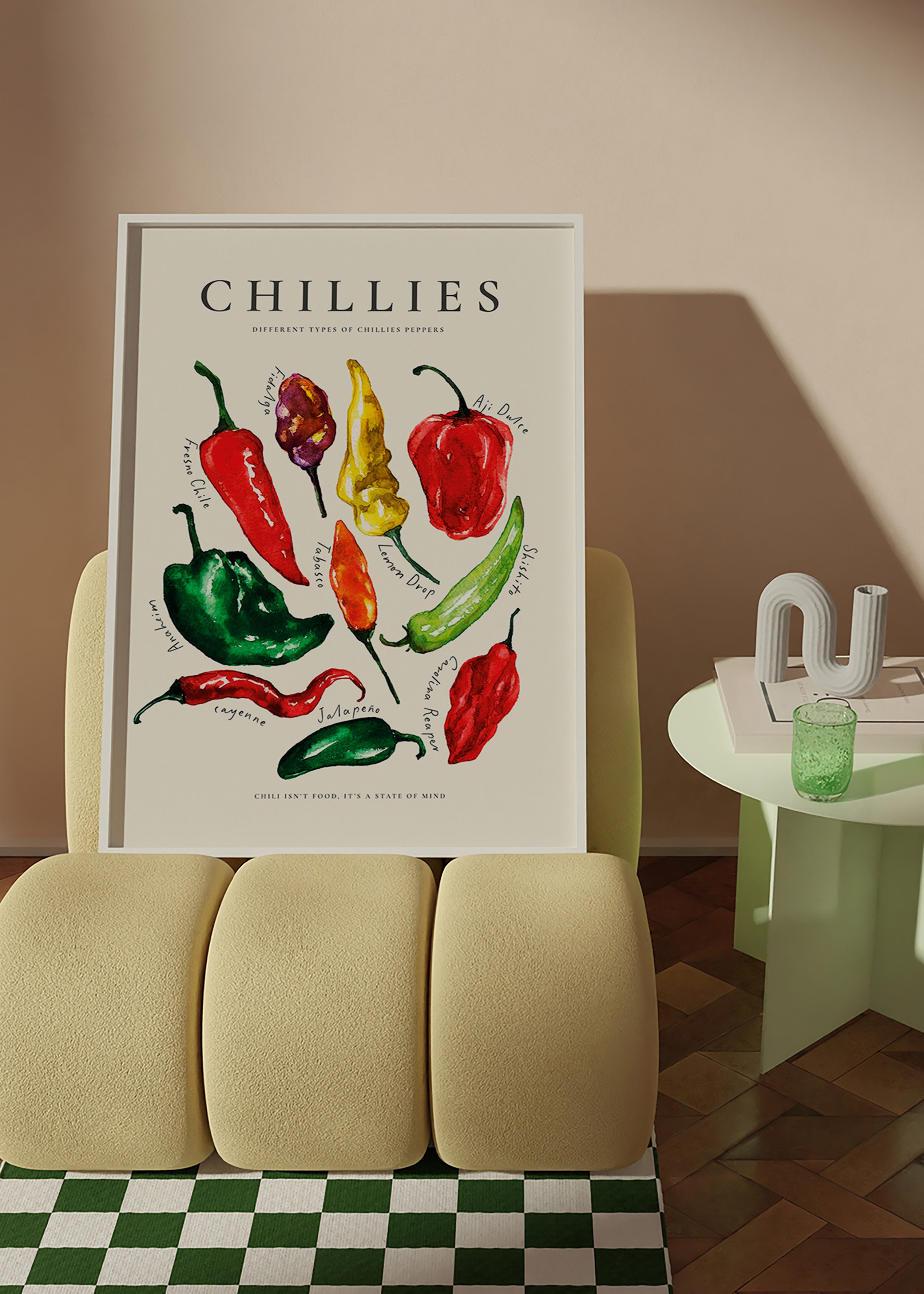 Sztuka do kuchni Chillies akwarela