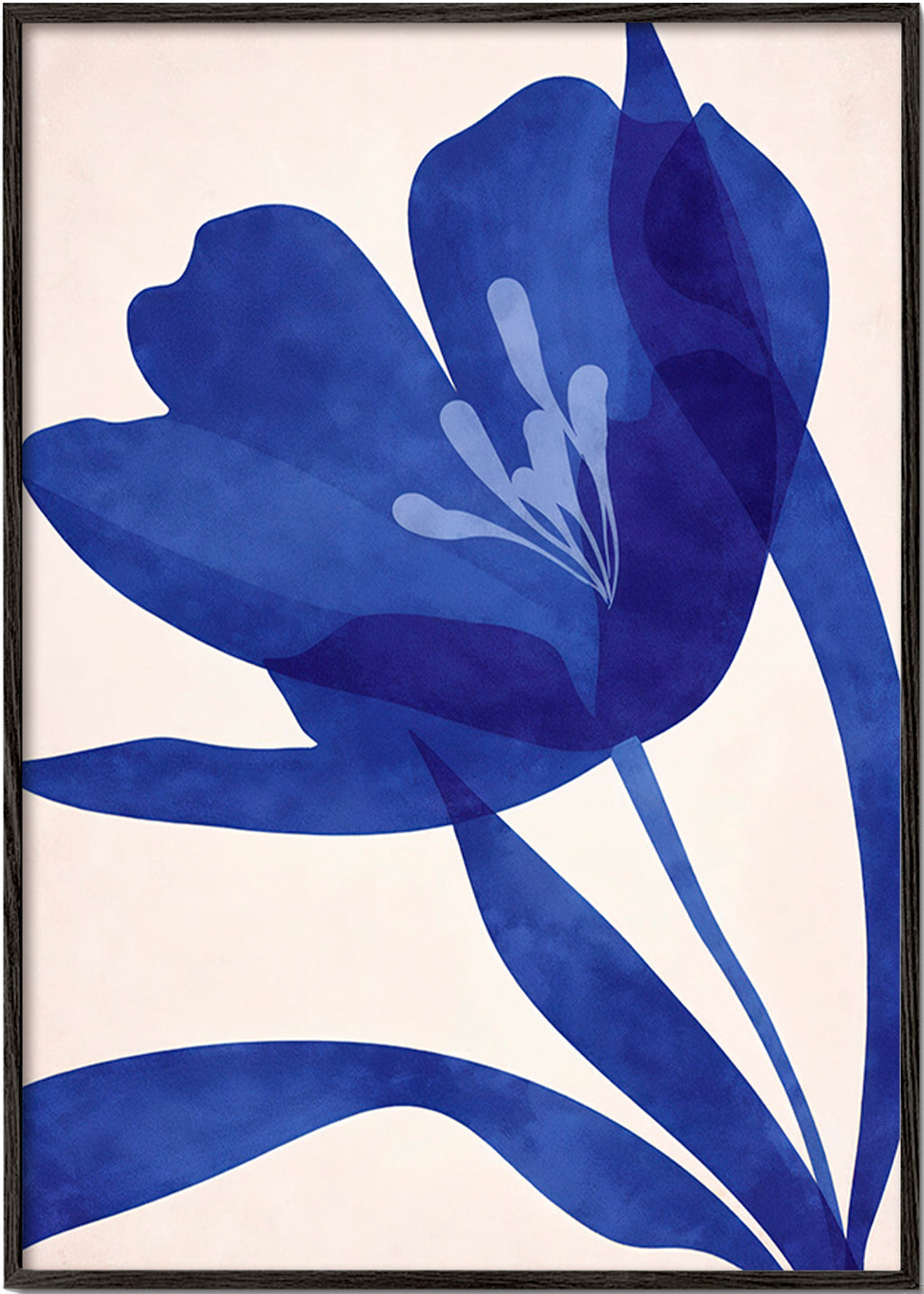 Plakat botaniczny stylizowany niebieski kwiat