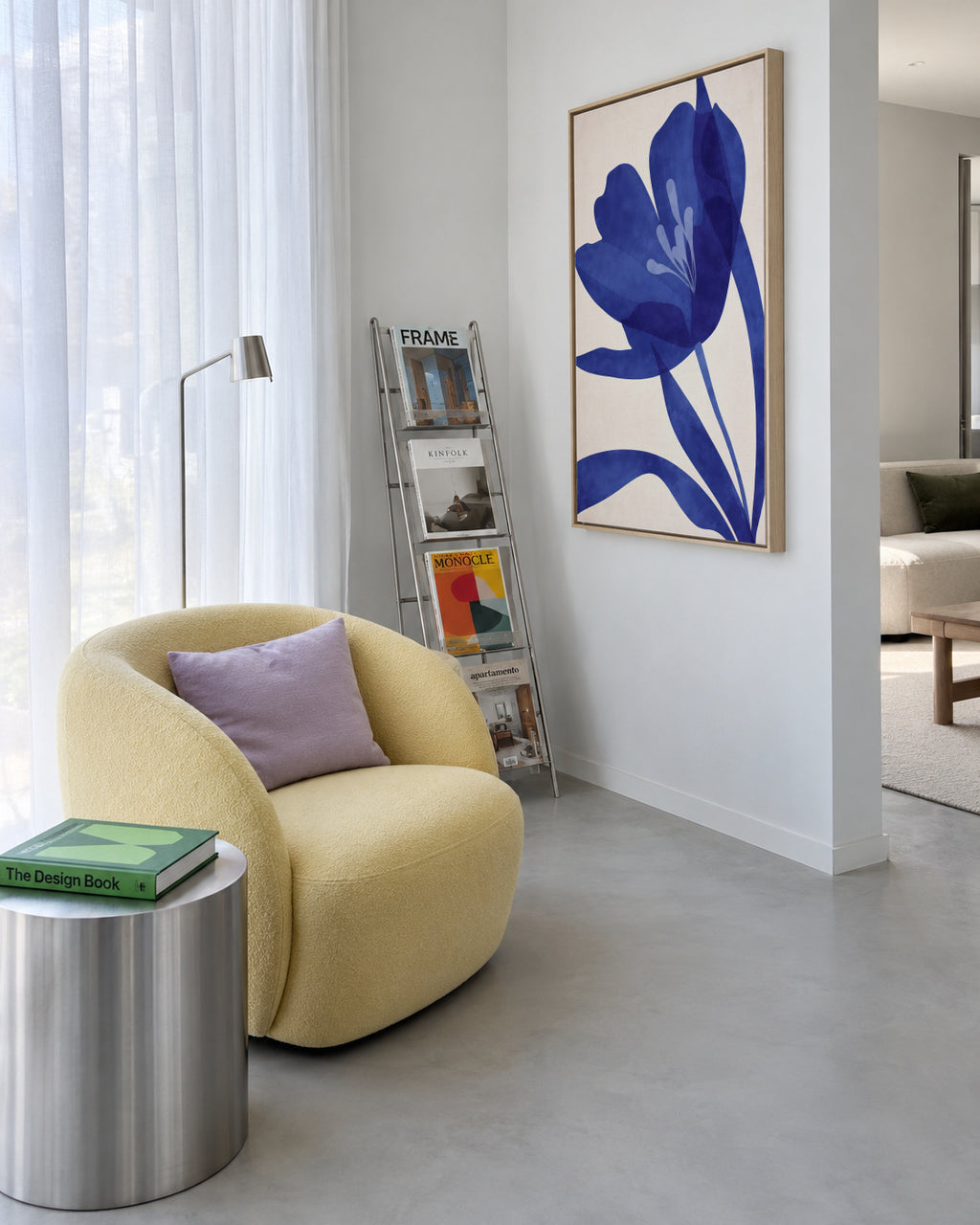 Blue Floral - Framed canvas in an interior