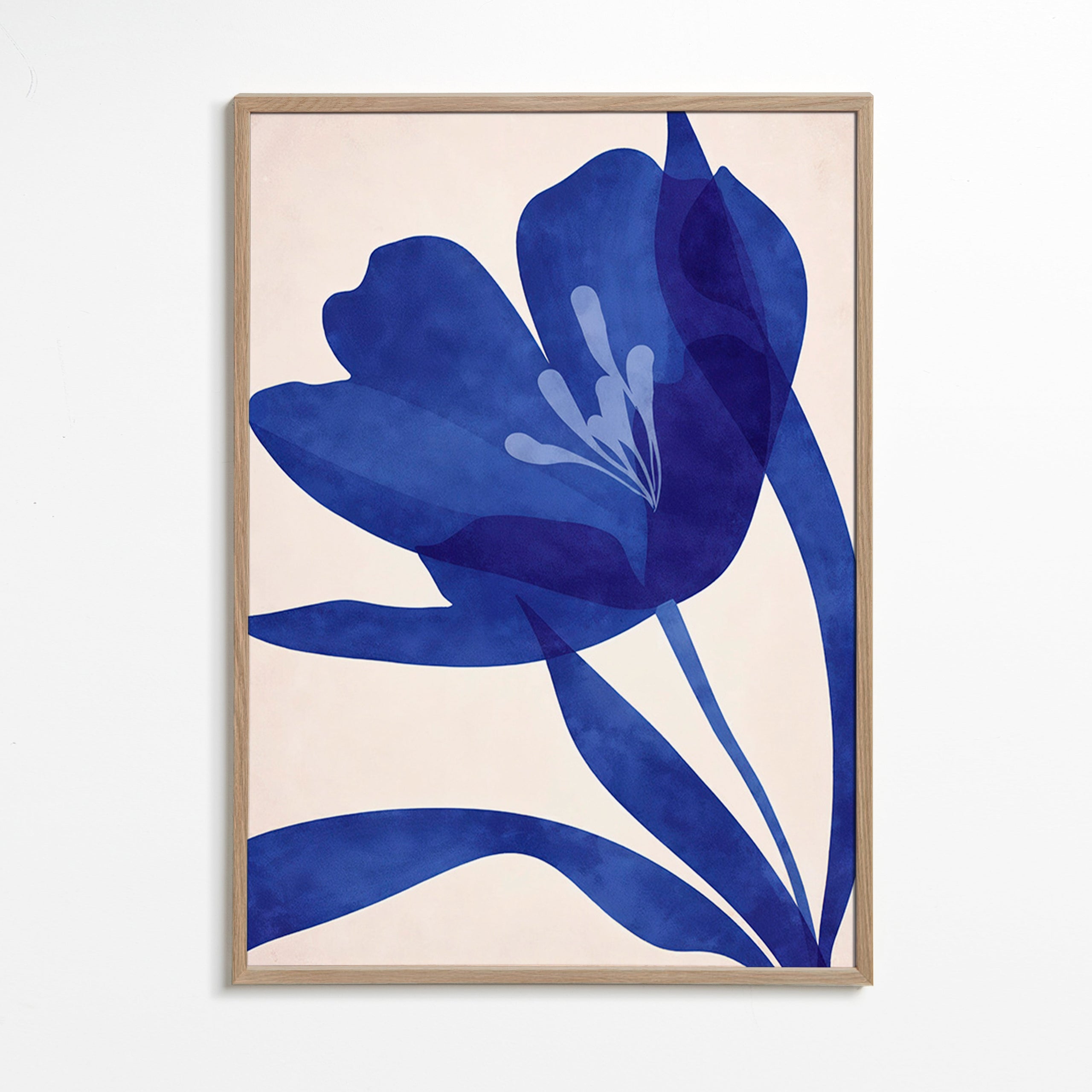 Plakat botaniczny stylizowany niebieski kwiat