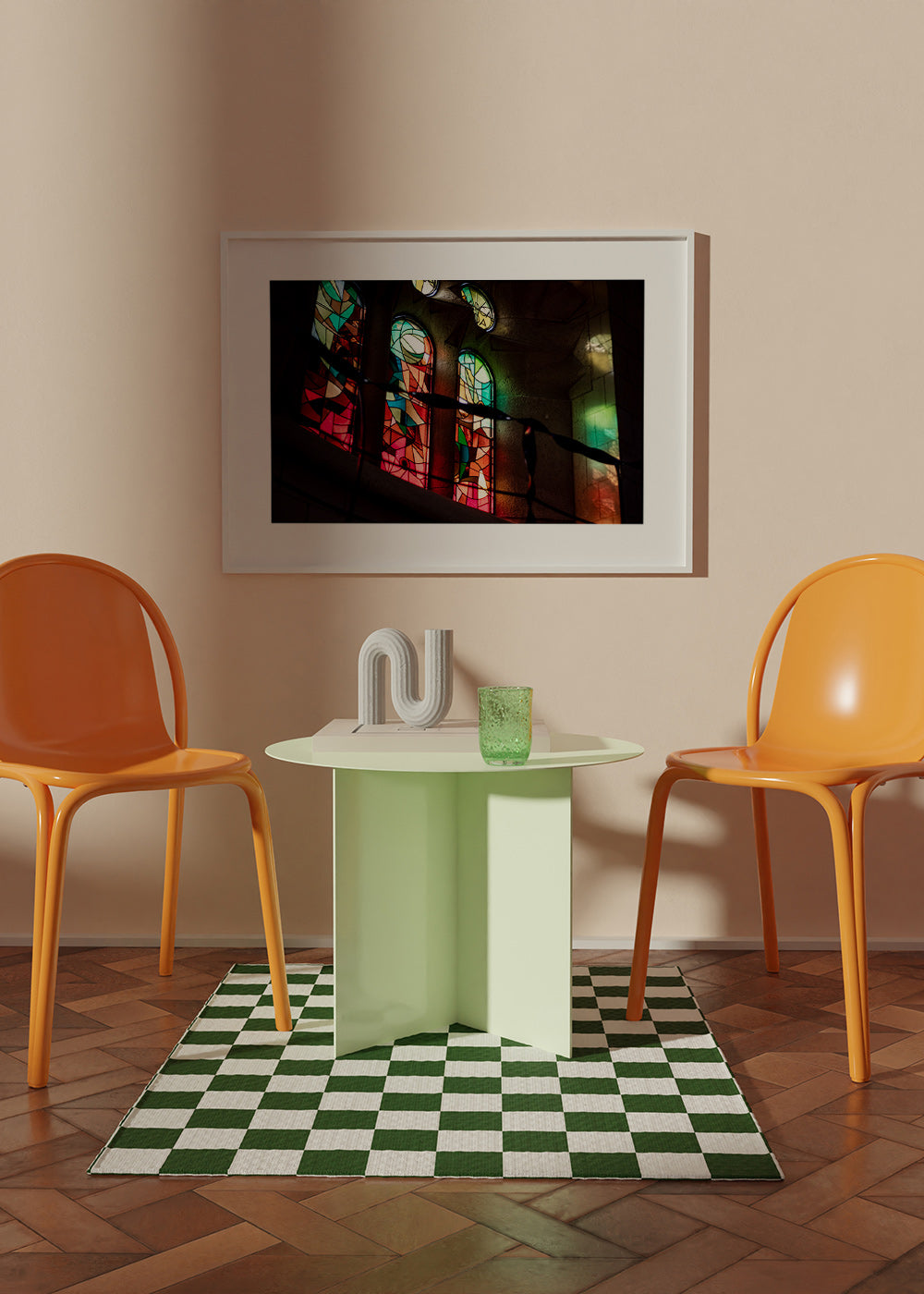 Fotografia witraży w gotyckim wnętrzu