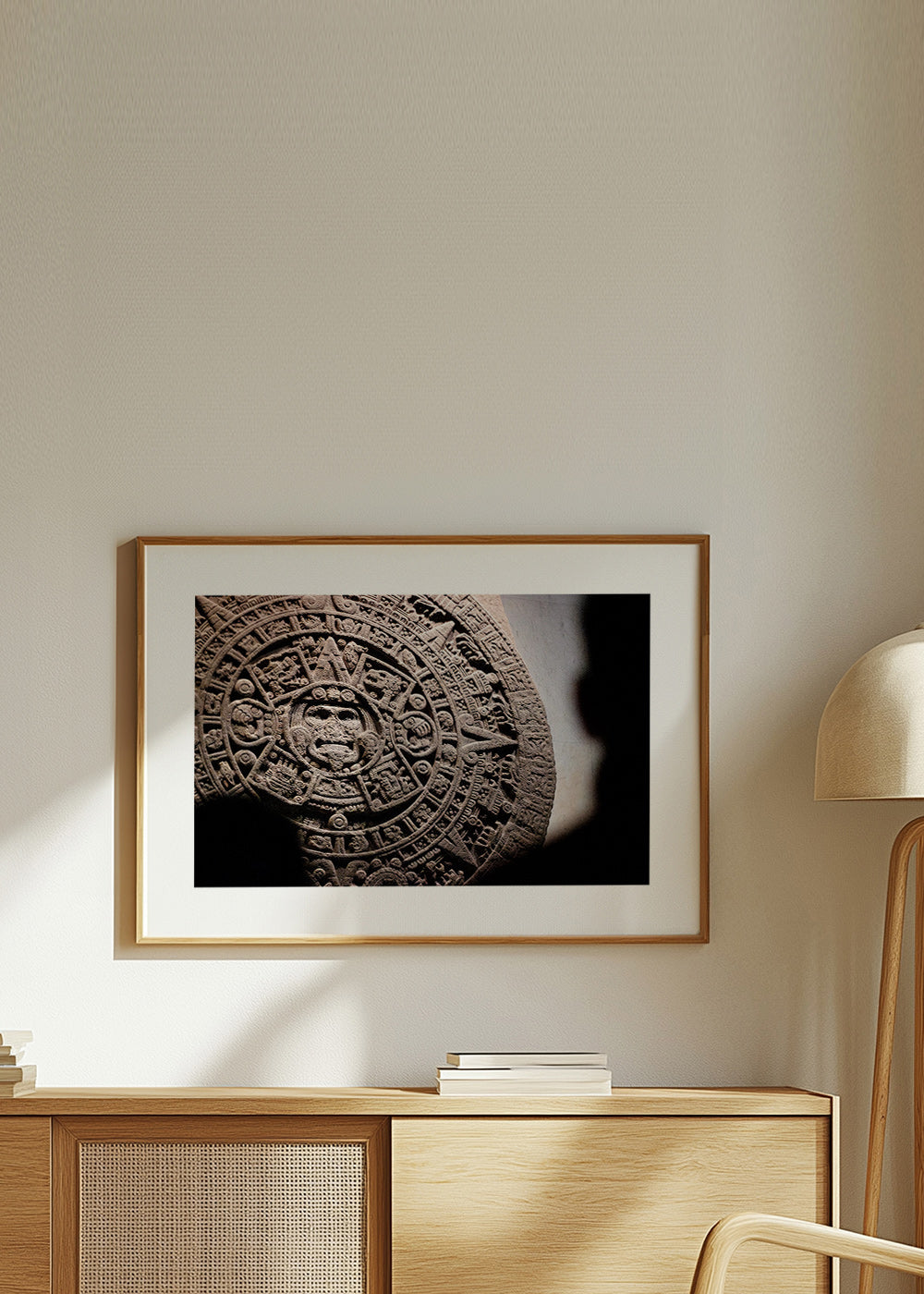 Fotografia kalendarza Azteków w reliefie