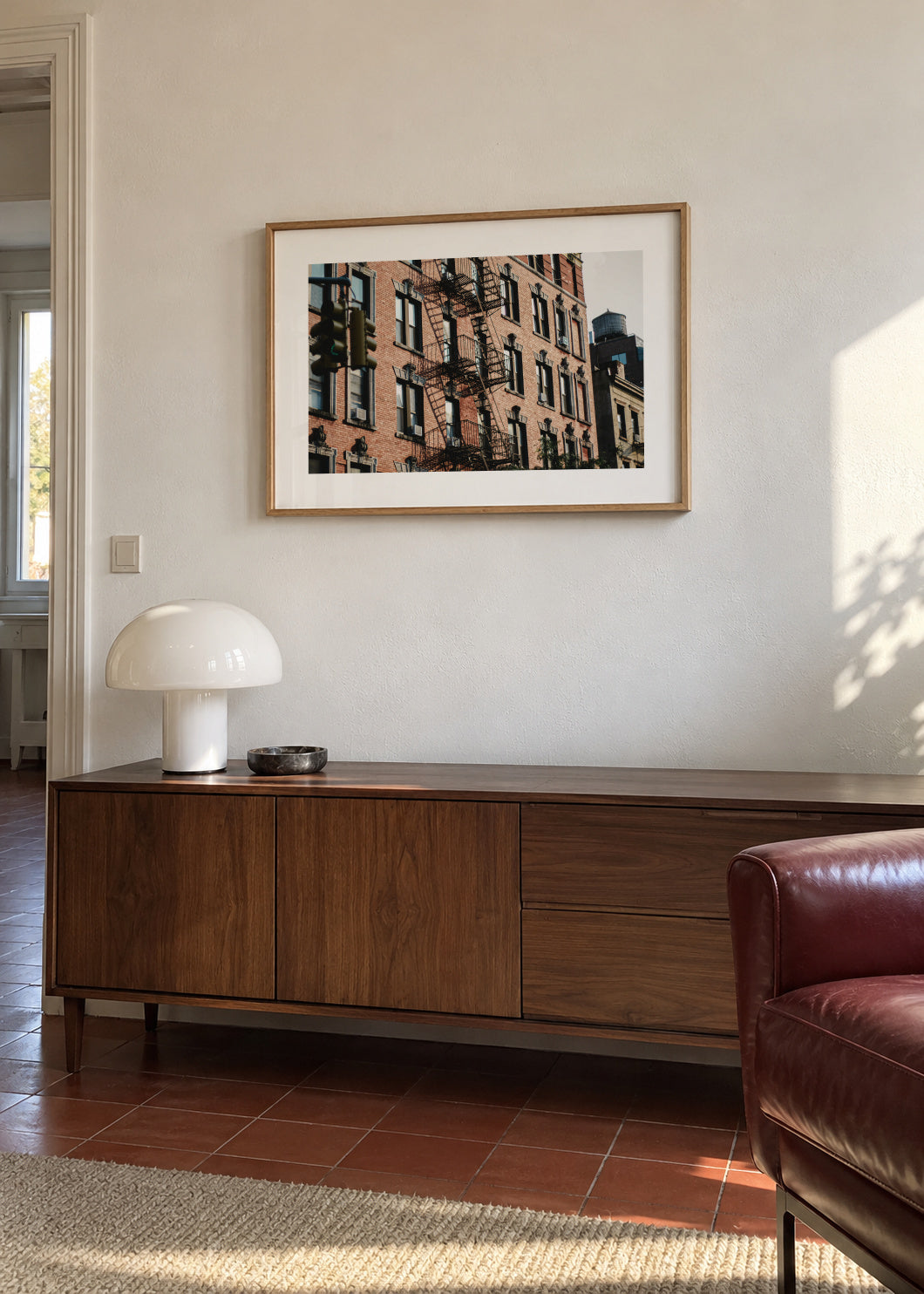 Brooklyn Facade - Framed poster in an interior