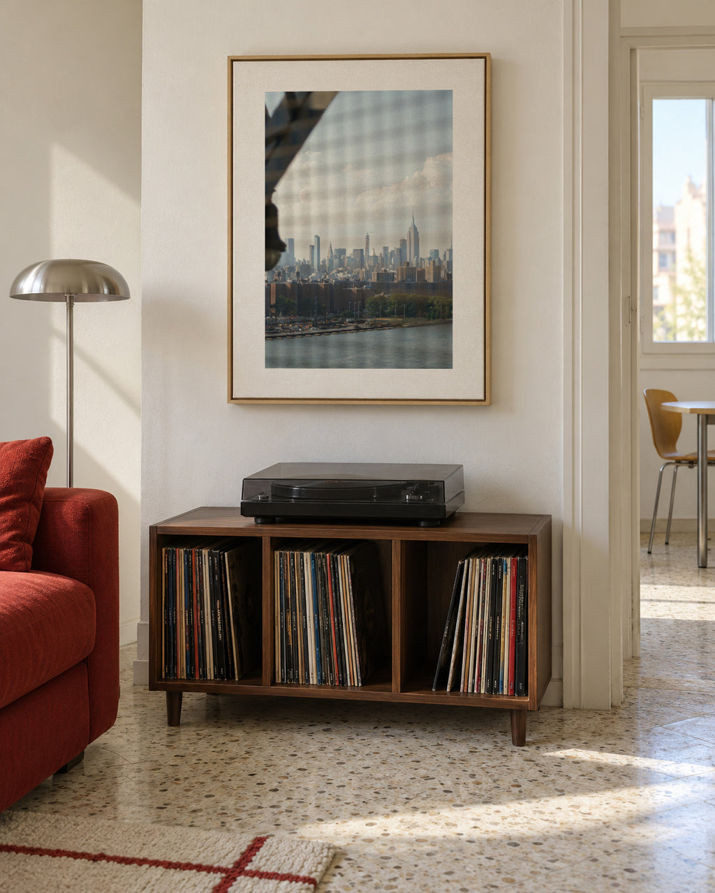 Skyline Reflection - Framed canvas in an interior