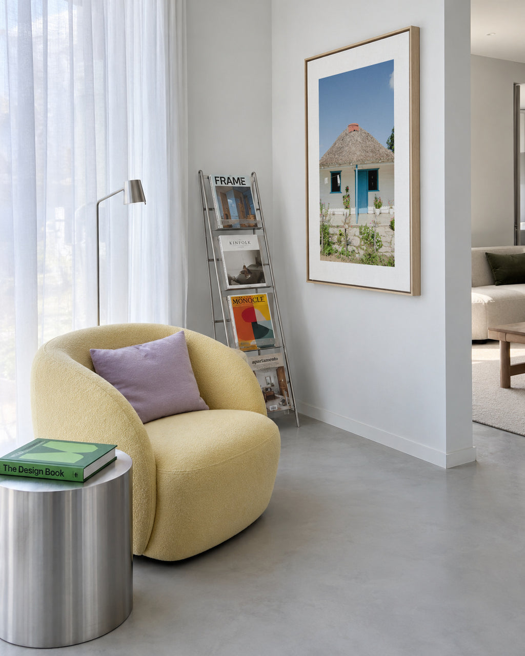 Blue House - Framed canvas in an interior