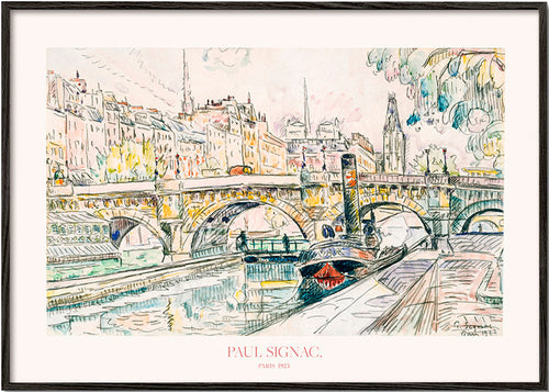 Sztuka do miast: Pont Neuf z holownikiem w tuszu i akwareli – Black Frame