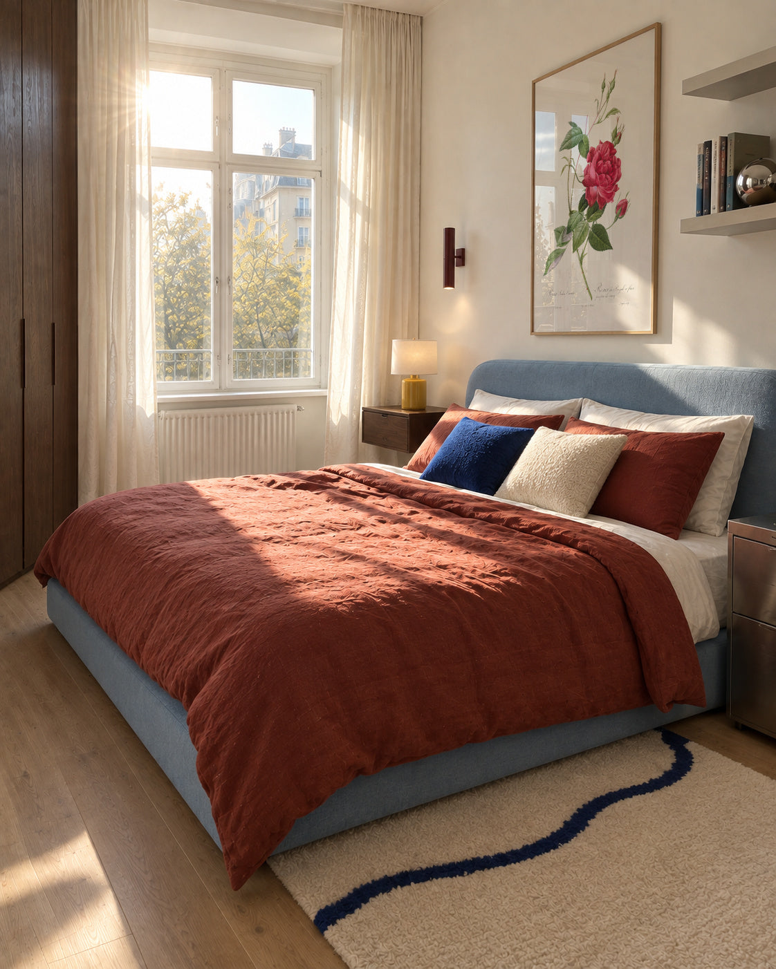 Blood Red Bengal Rose - Framed poster in an interior